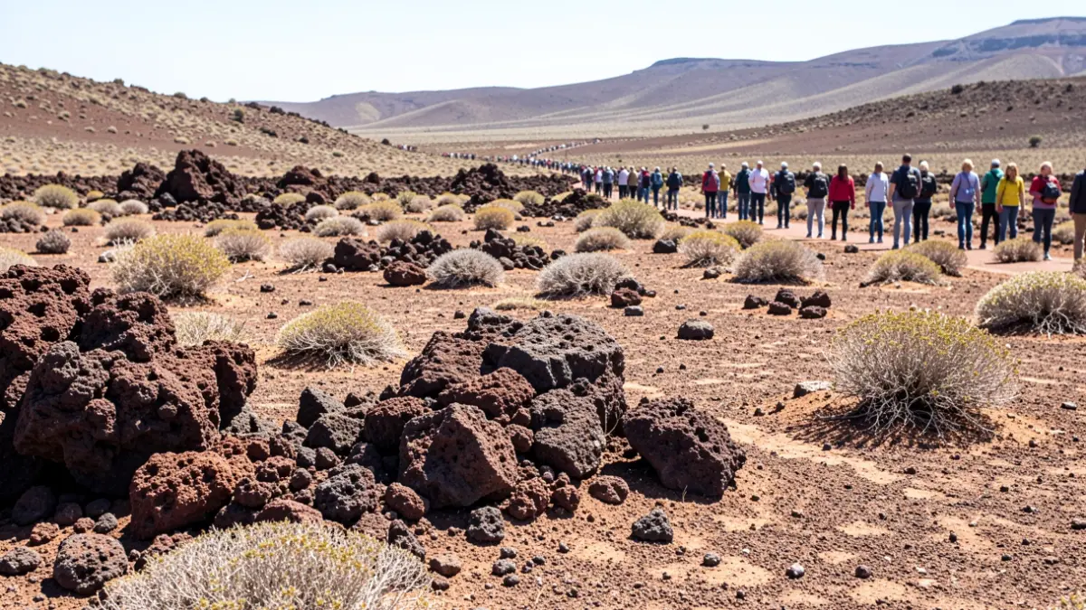 Volcanic landscape of Teide National Park under sunlight.