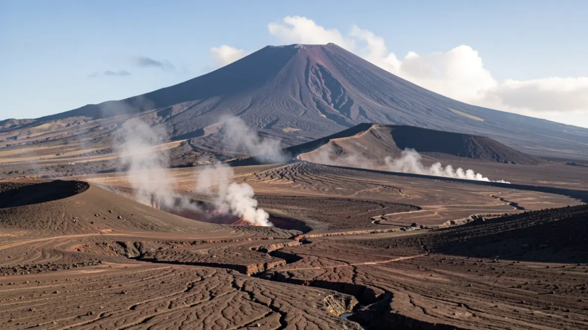 Paisaje volcánico de Tenerife con el Teide y signos de actividad sísmica.