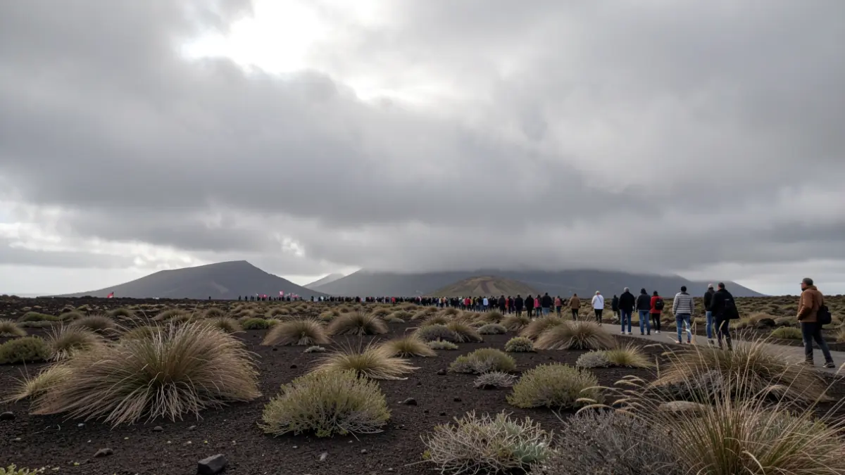 Generic image of an overcast sky over a volcanic landscape in Yaiza.
