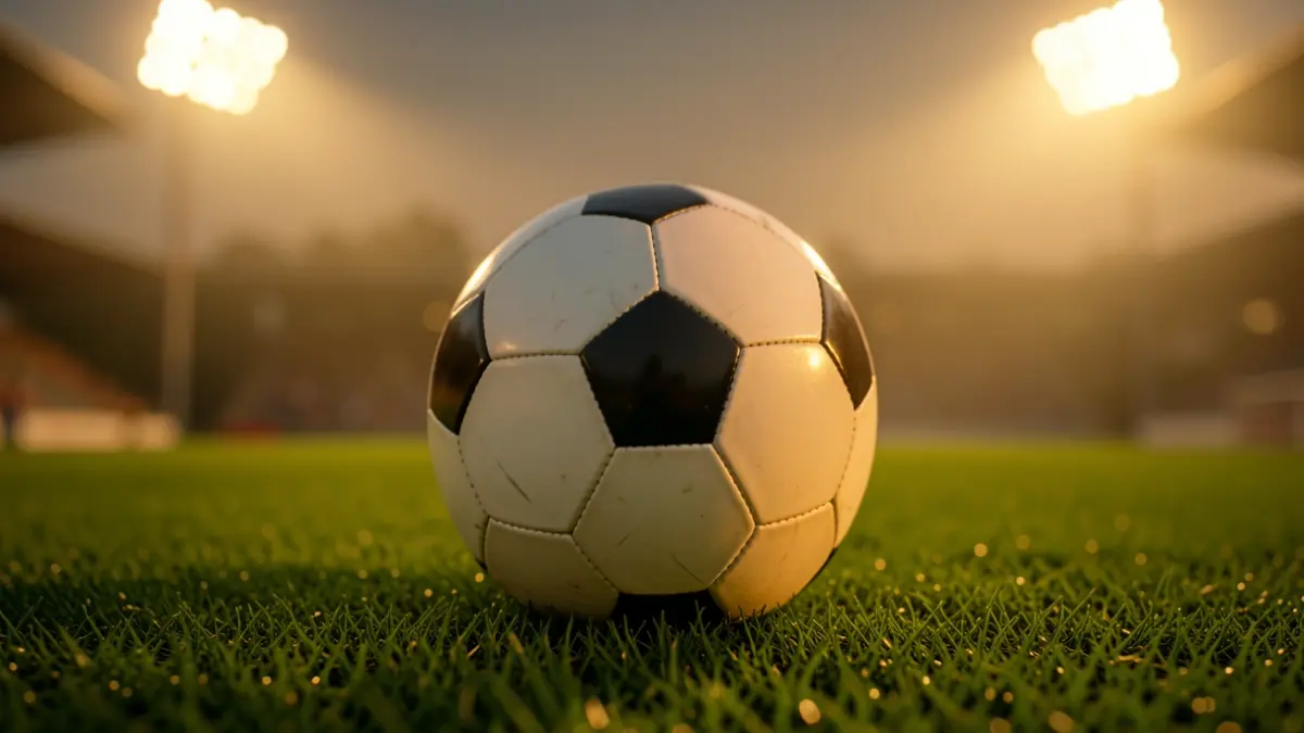 Generic image of a soccer ball on a stadium pitch.