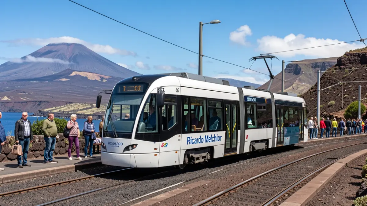 Tranvía de Tenerife rotulado en homenaje a Ricardo Melchior.