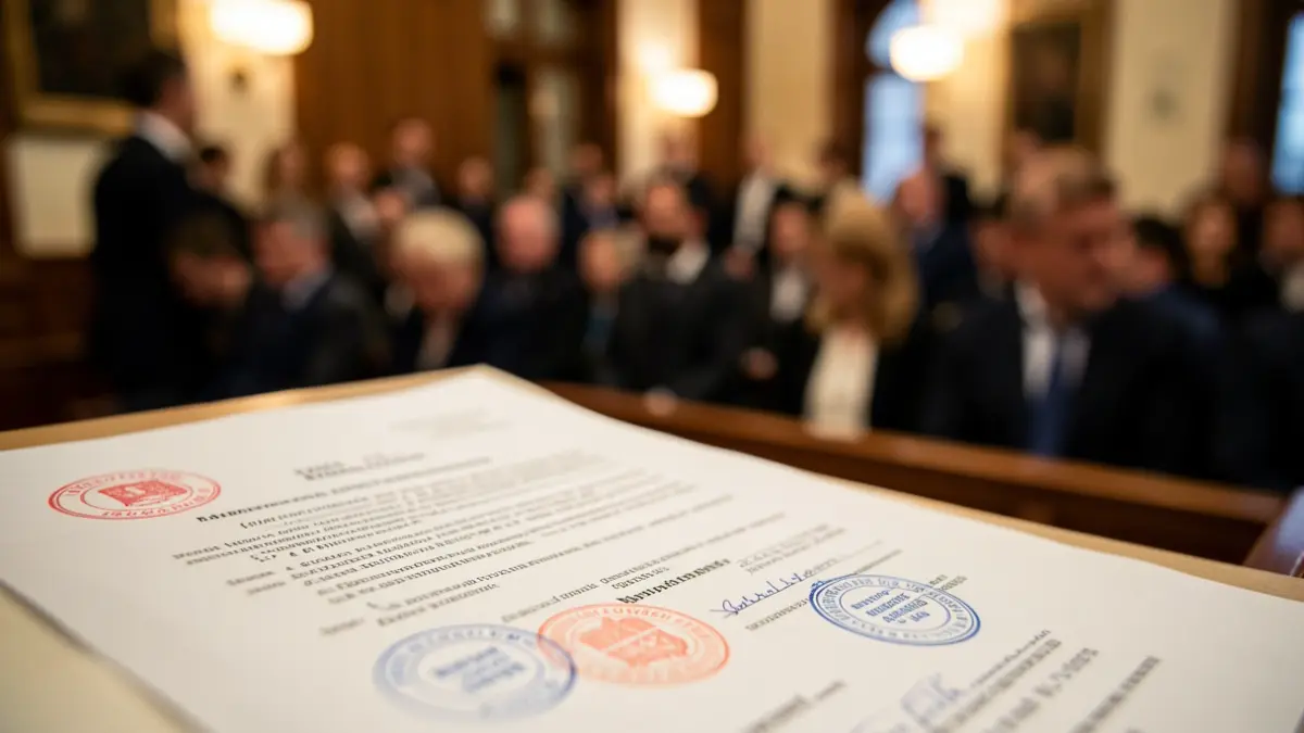 Generic image of a legal document with stamps and seals.