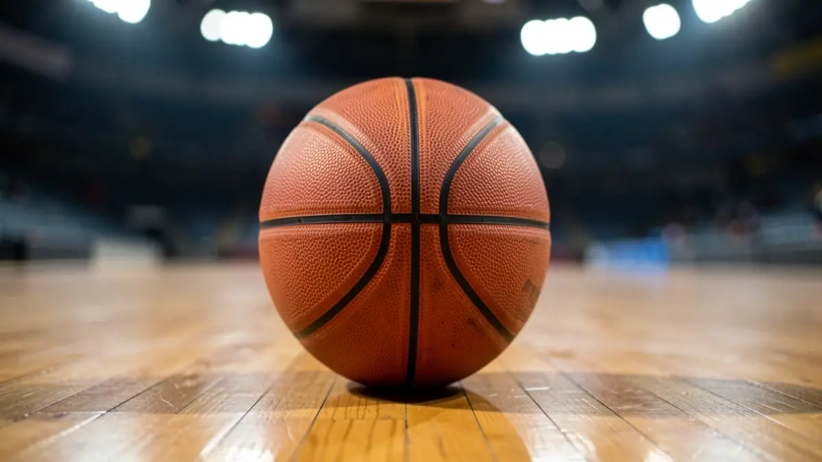 Imagen genérica de un balón de baloncesto sobre el parqué de una cancha.