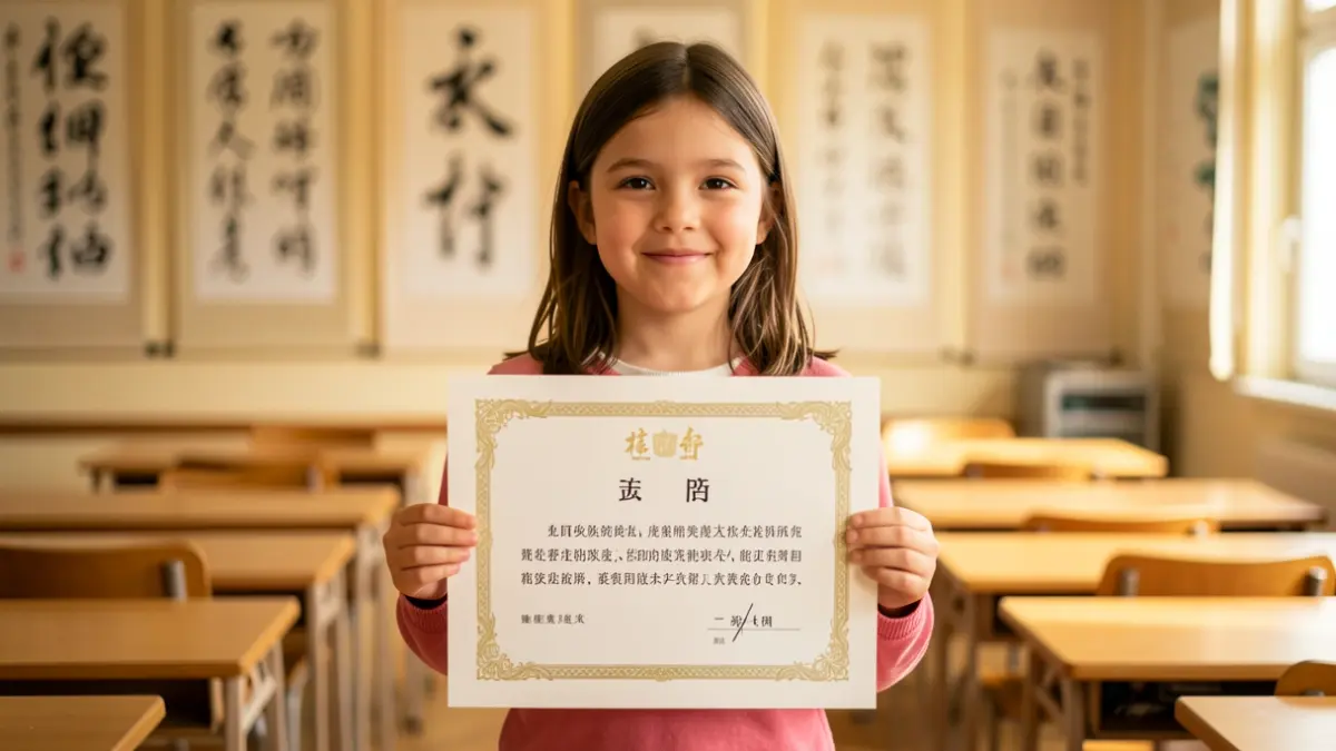 Image of a young student celebrating an award.