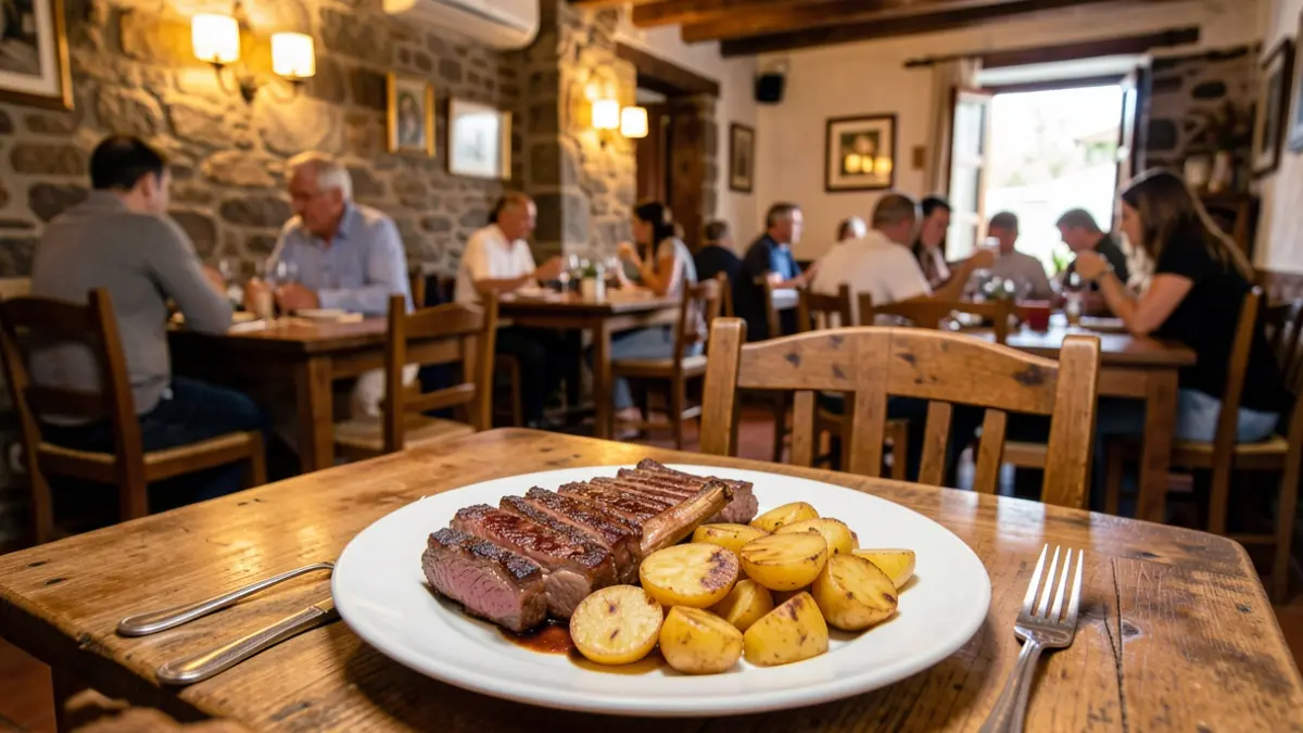 Imagen de un plato de comida tradicional canaria en un restaurante rústico.