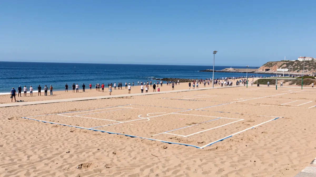 Generic image of a Canary Islands beach with designated sports areas.