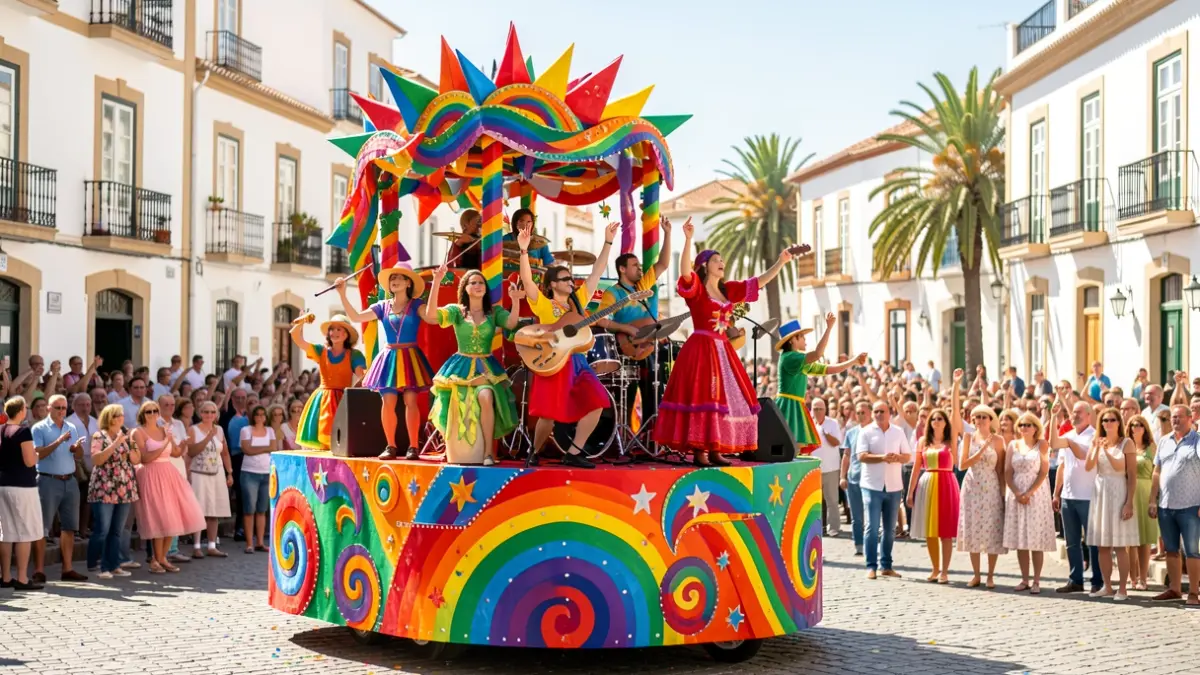 Imagen genérica de una cabalgata del orgullo LGTBIQ+ en Canarias, con carrozas, música y público.