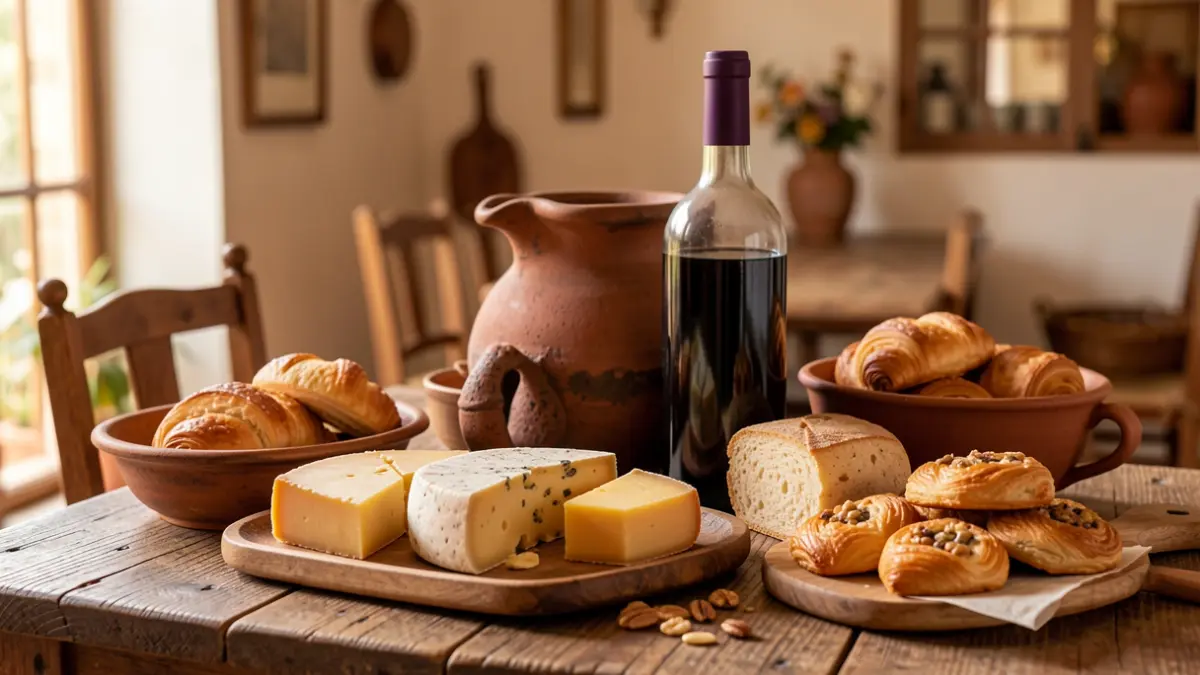 Imagen genérica de productos gastronómicos canarios como quesos, vinos y dulces.