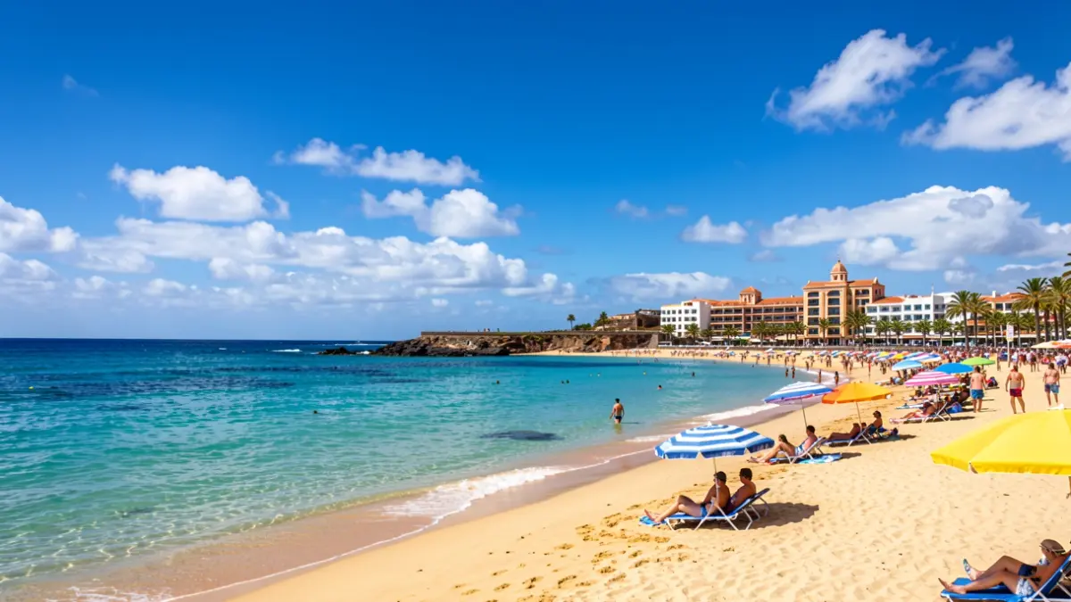 Generic image of a sunny beach in Gran Canaria with people enjoying the good weather.