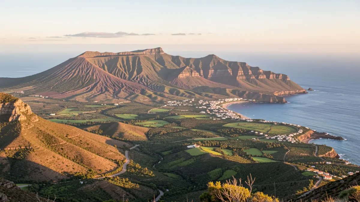 Generic image of Gran Canaria's diverse landscape, featuring volcanic mountains, green valleys, and the Atlantic coast.