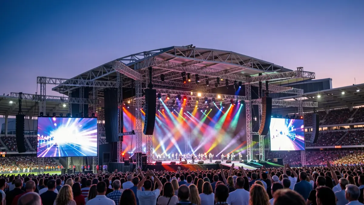 Imagen genérica de un gran escenario de festival de música en un estadio.