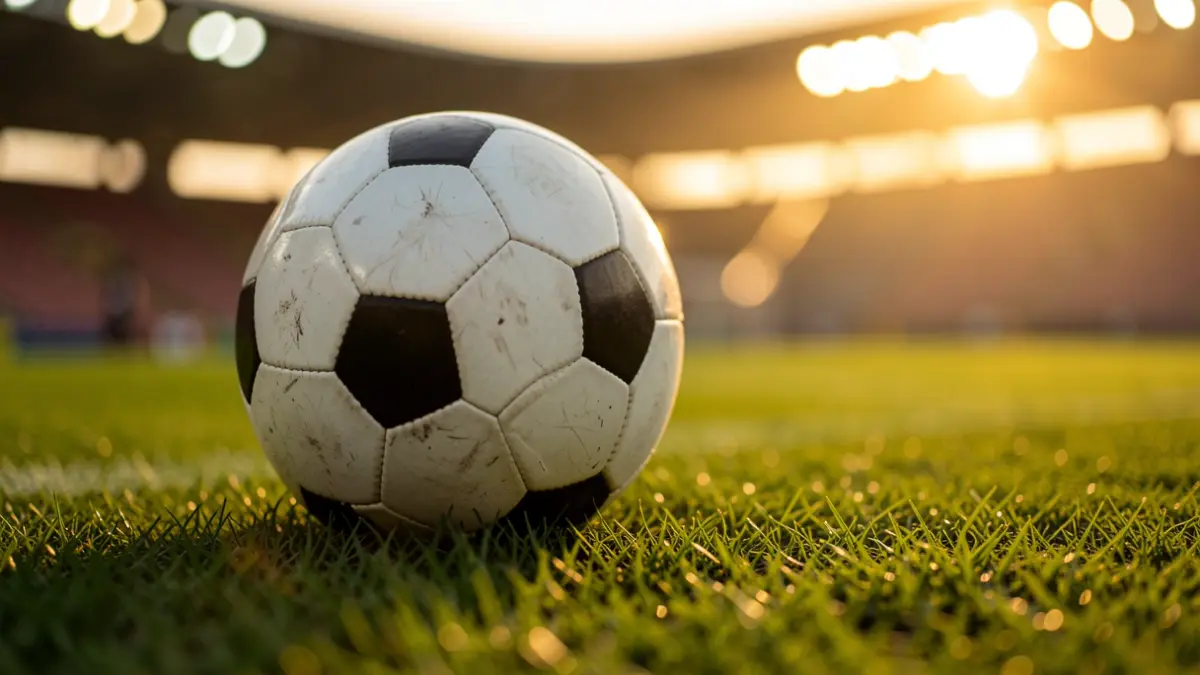 Generic image of a soccer ball on a stadium field.