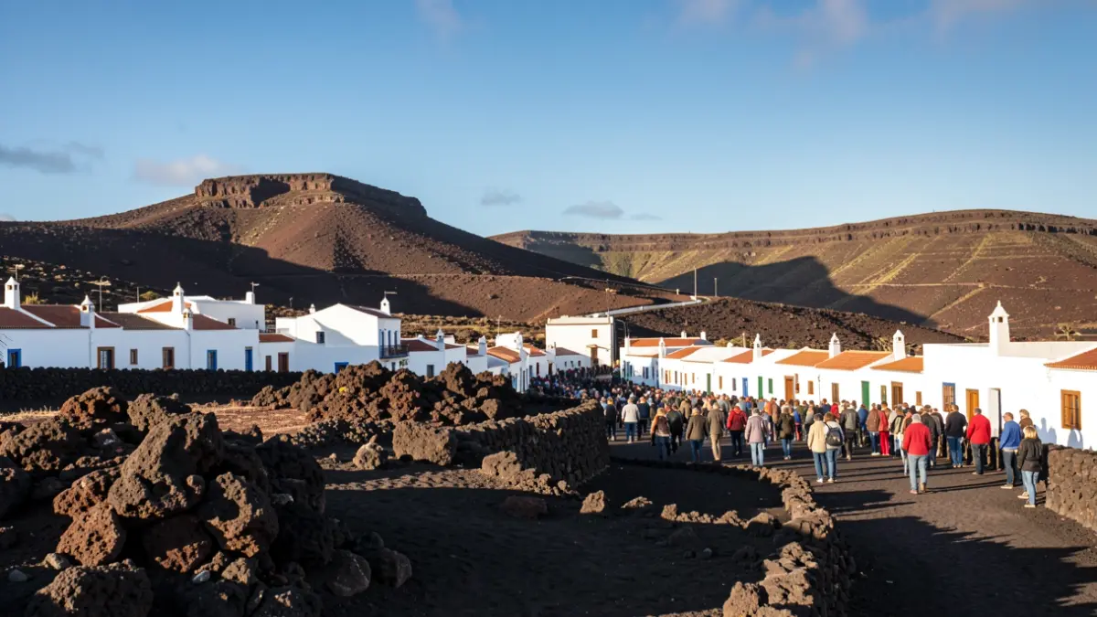 Generic image of Haría's square with traditional Canarian architecture.