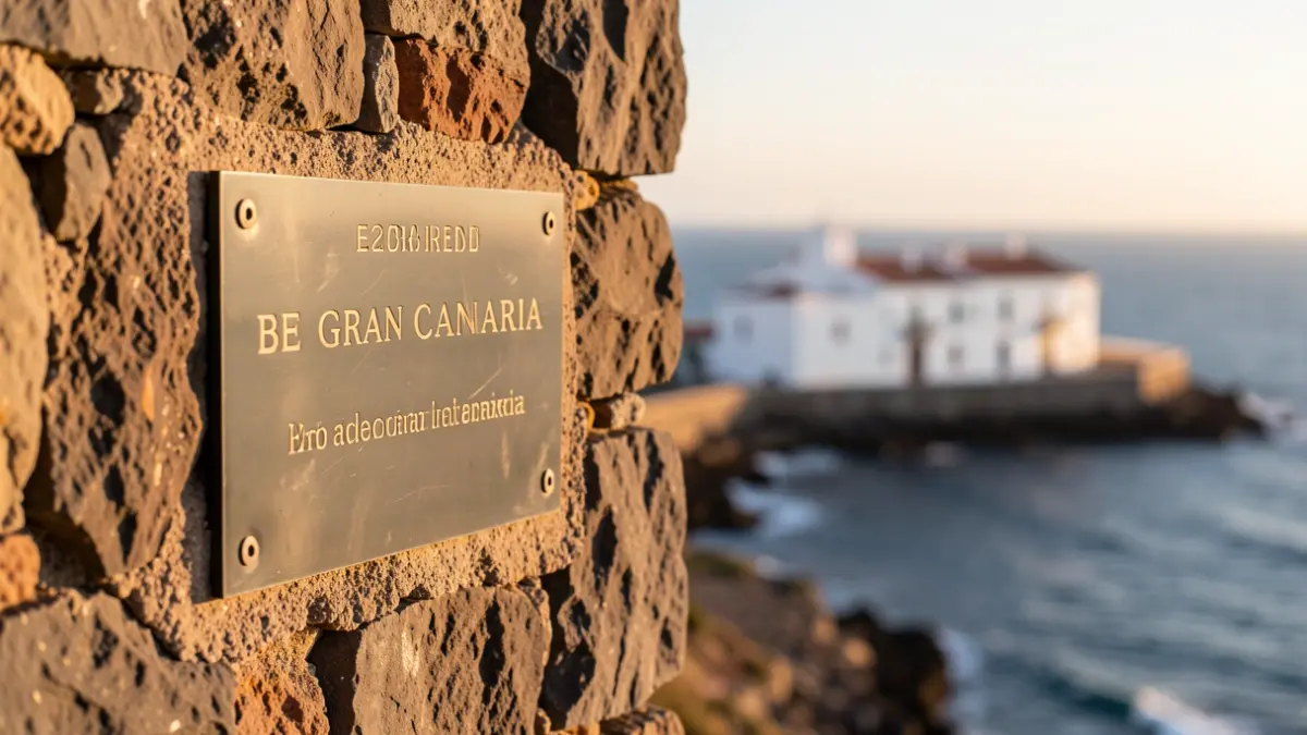 Placa conmemorativa en la costa de Gran Canaria.