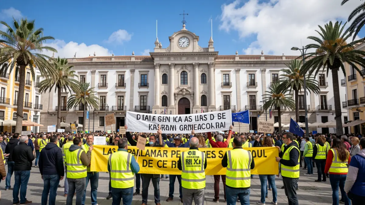 Imagen genérica de trabajadores protestando frente al Ayuntamiento de Las Palmas de Gran Canaria.