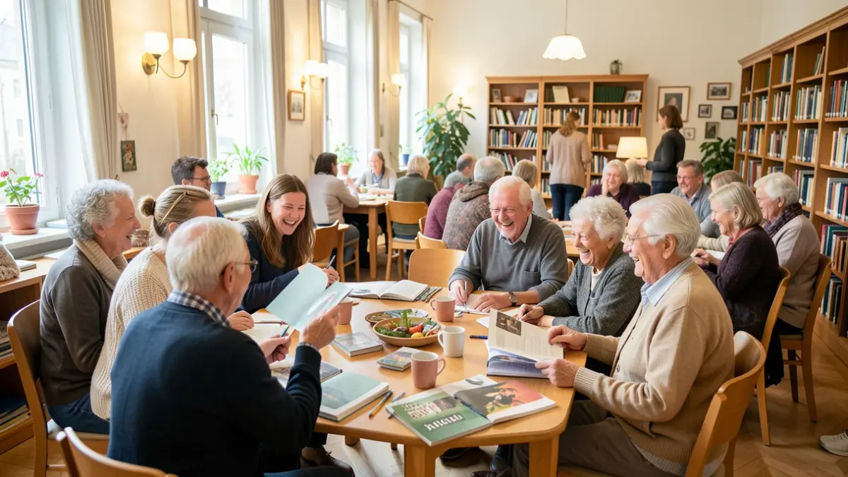 Generic image of students and elderly people participating in an intergenerational workshop.