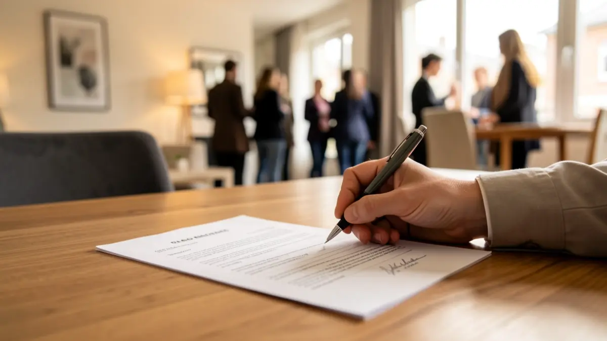 Generic image of a person signing a rental contract.