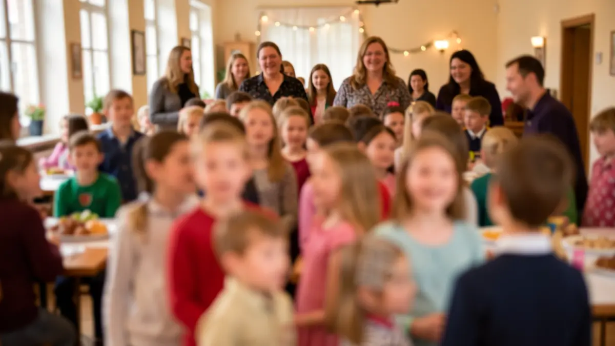 Generic image of a school celebration with affected people.