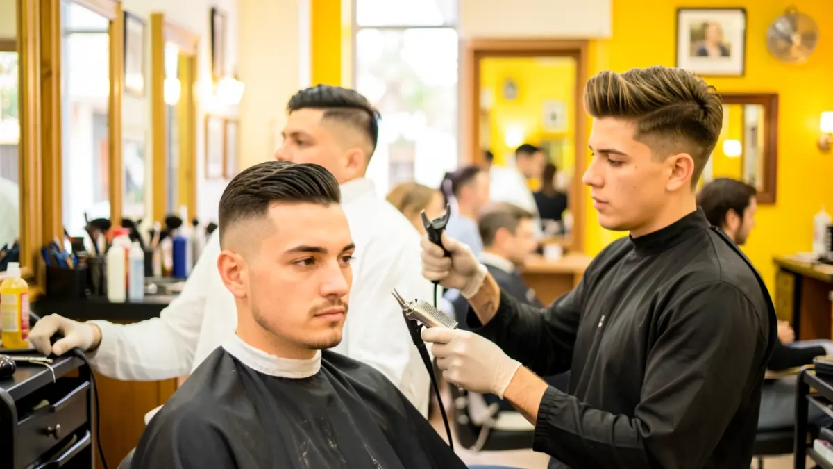 Generic image of young barbers showcasing their skills.