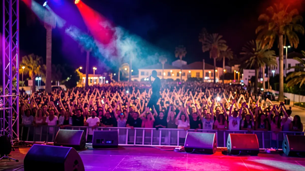Imagen genérica de un concierto en Tenerife con luces y público.