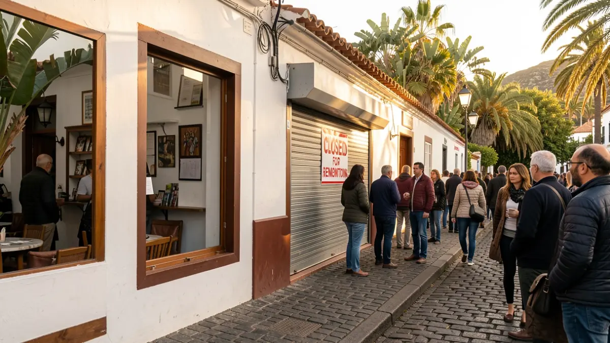 Generic image of the closed facade of the Hespérides cafeteria in La Laguna.