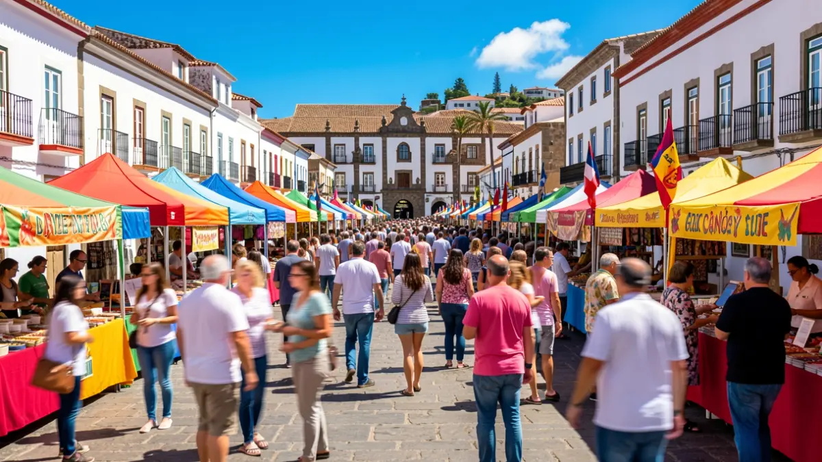 Generic image of a social entities fair in a Canary Islands square.