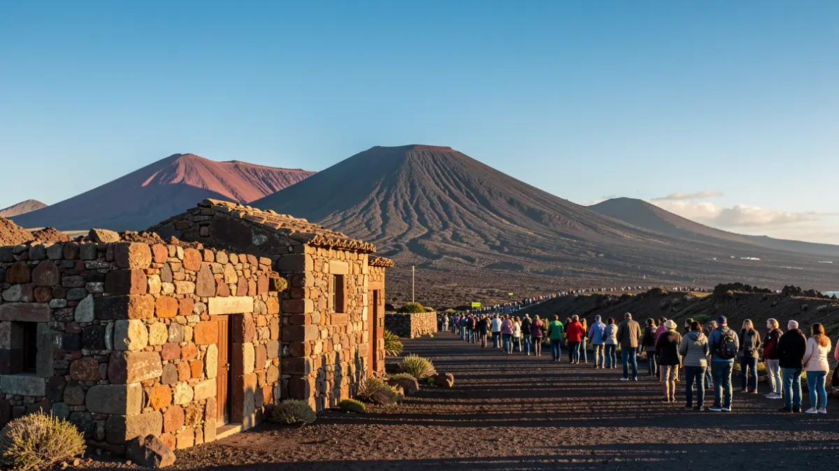 Generic image of a volcanic landscape of Gran Canaria with a traditional building.