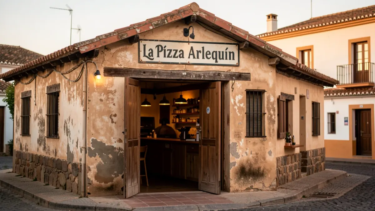 Facade of the La Pizza Arlequín pizzeria in Las Palmas de Gran Canaria.