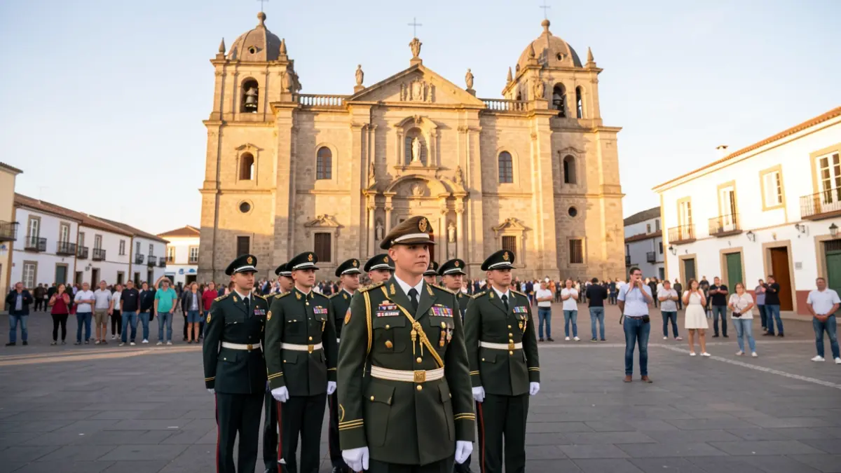 Image of Princess Leonor visiting the Basilica of El Pino in Teror, Gran Canaria, alongside cadets from the General Air and Space Academy.