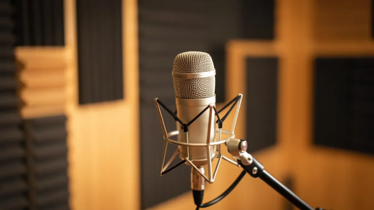 Imagen genérica de un micrófono de radio en un estudio.