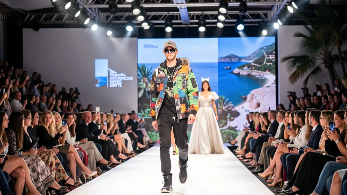 Runway at the Tenerife International Fashion Week (SIMTE) featuring urban fashion and haute couture.