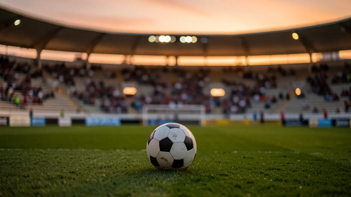 Imagen genérica de un campo de fútbol en Canarias al atardecer.