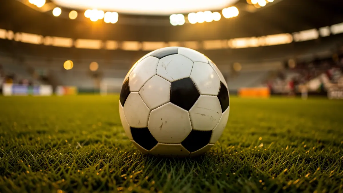 Generic image of a soccer ball on a stadium pitch.