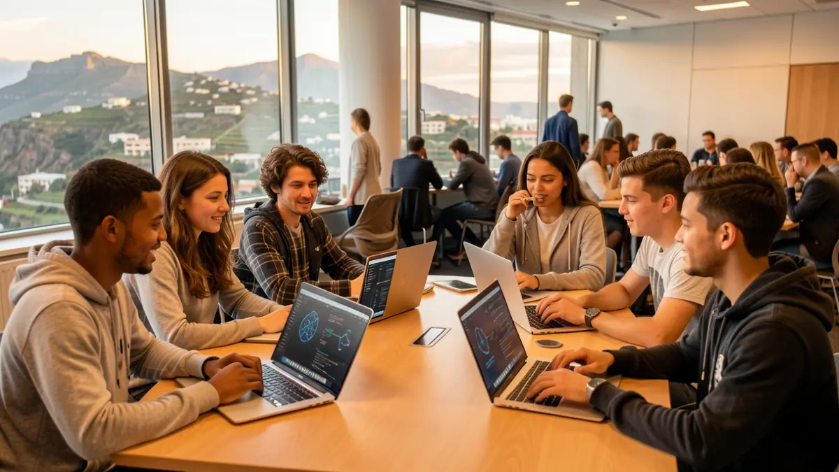 Generic image of young students working on artificial intelligence projects in Canarias.