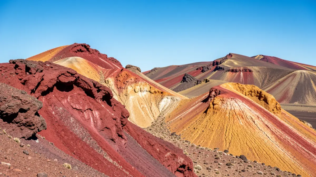 Volcanic landscape of Las Montañas del Fuego in Lanzarote.