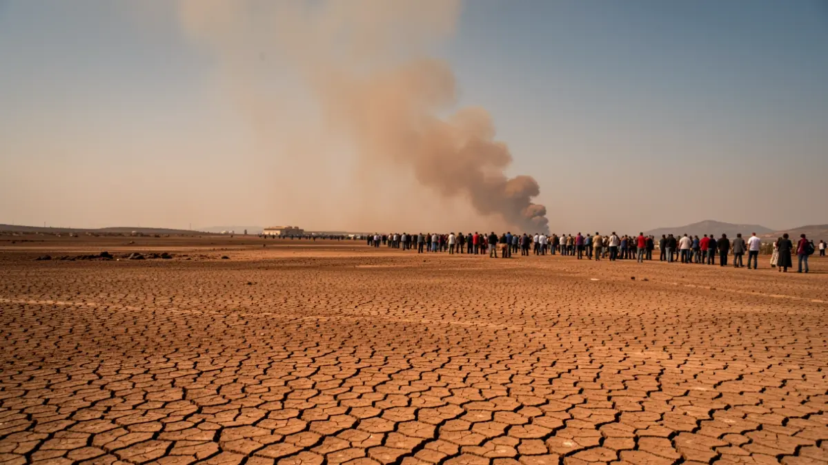 Generic image of a smoke plume over a dry landscape in the Canary Islands.