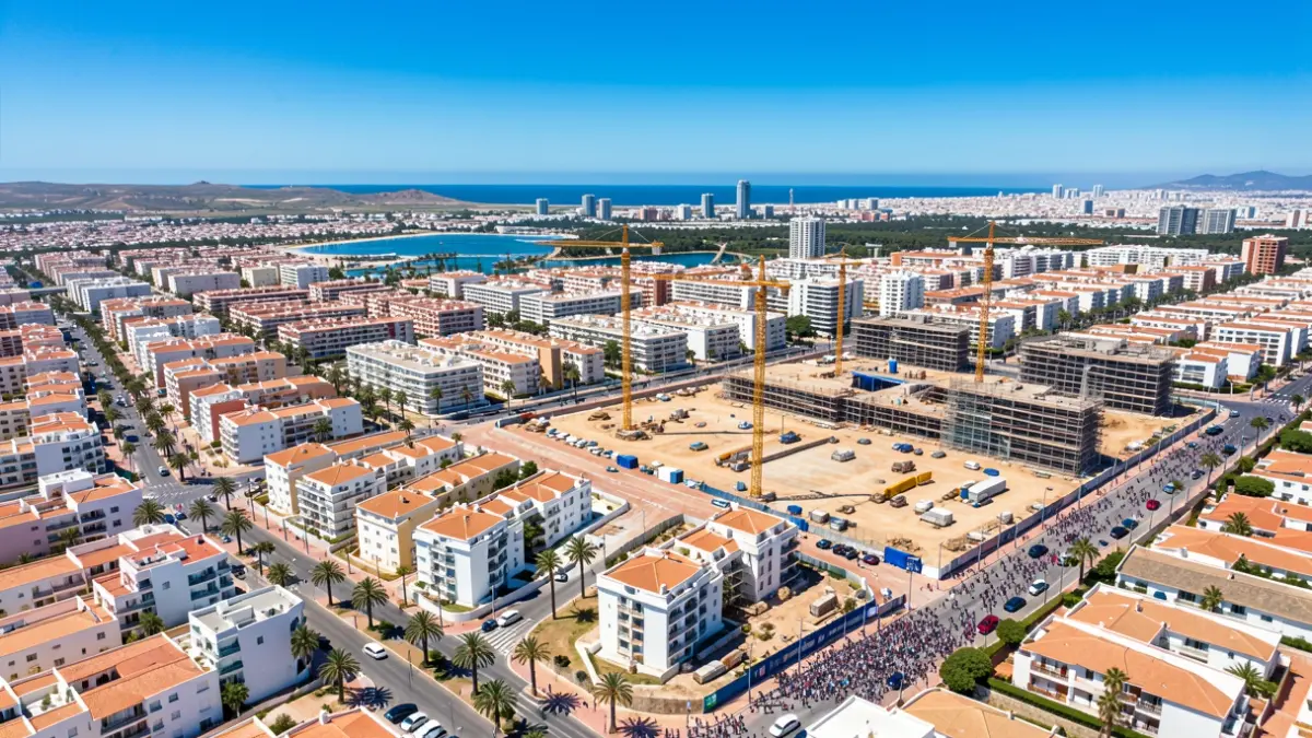 Vista aérea de zonas urbanas en Las Palmas de Gran Canaria con potencial para nuevas construcciones de viviendas.