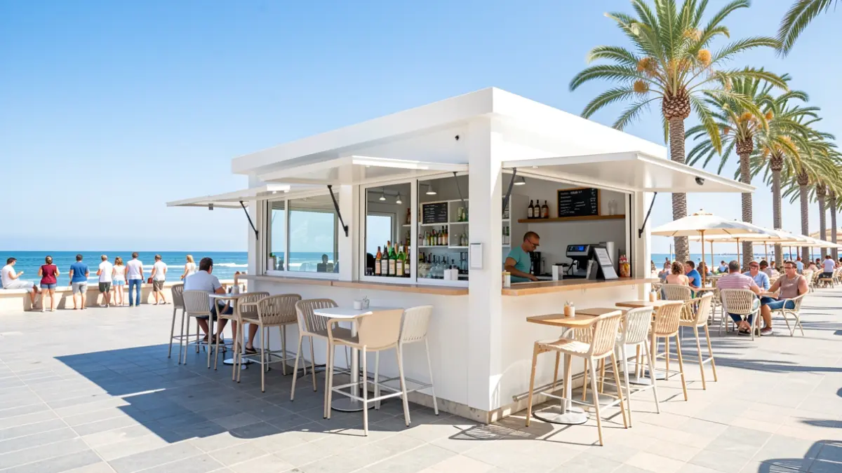 Generic image of a kiosk bar with a terrace on a promenade in Las Palmas de Gran Canaria.