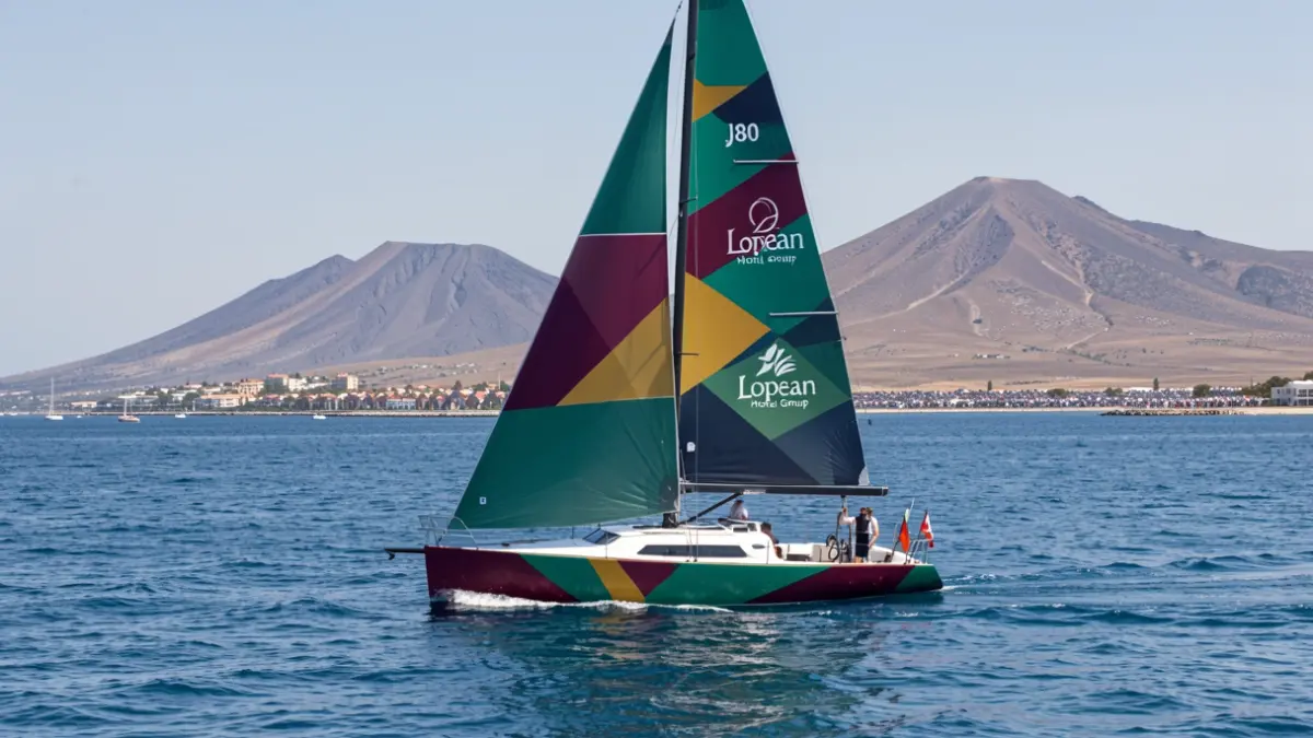 A J80 sailboat from the Lopesan - Real Club Náutico de Gran Canaria fleet with a renewed design.