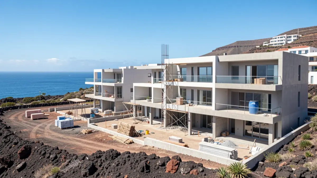 Image of new residential developments under construction in Gran Canaria.