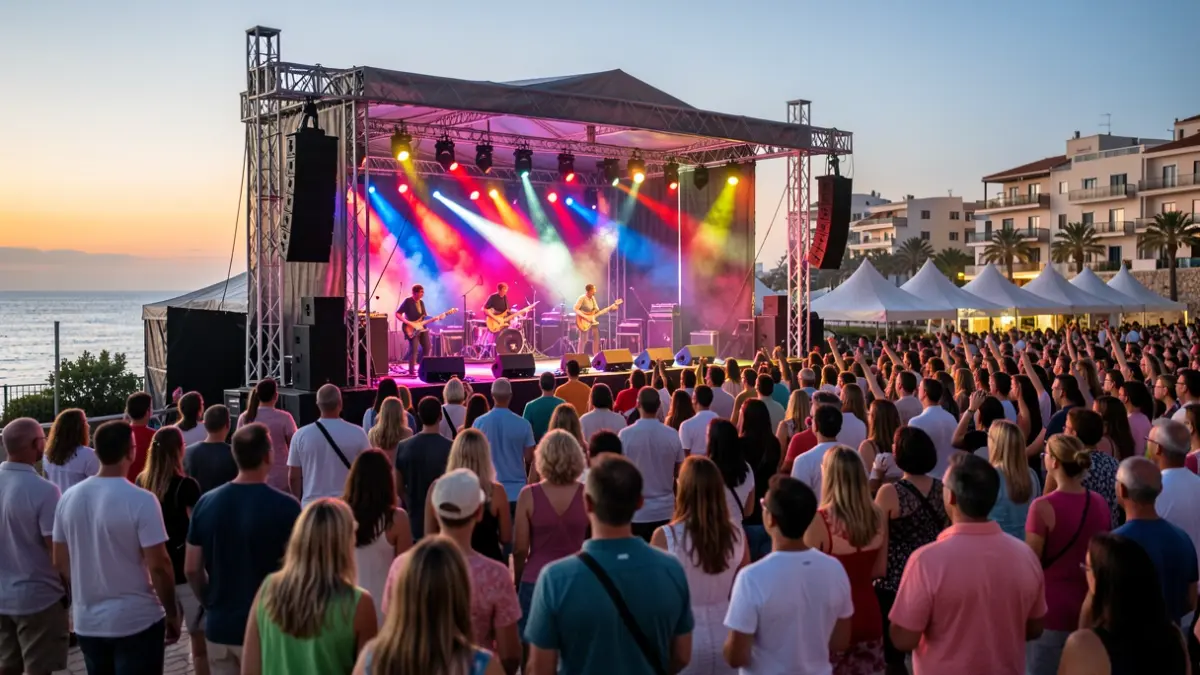 Imagen genérica de un escenario de música al aire libre con público.