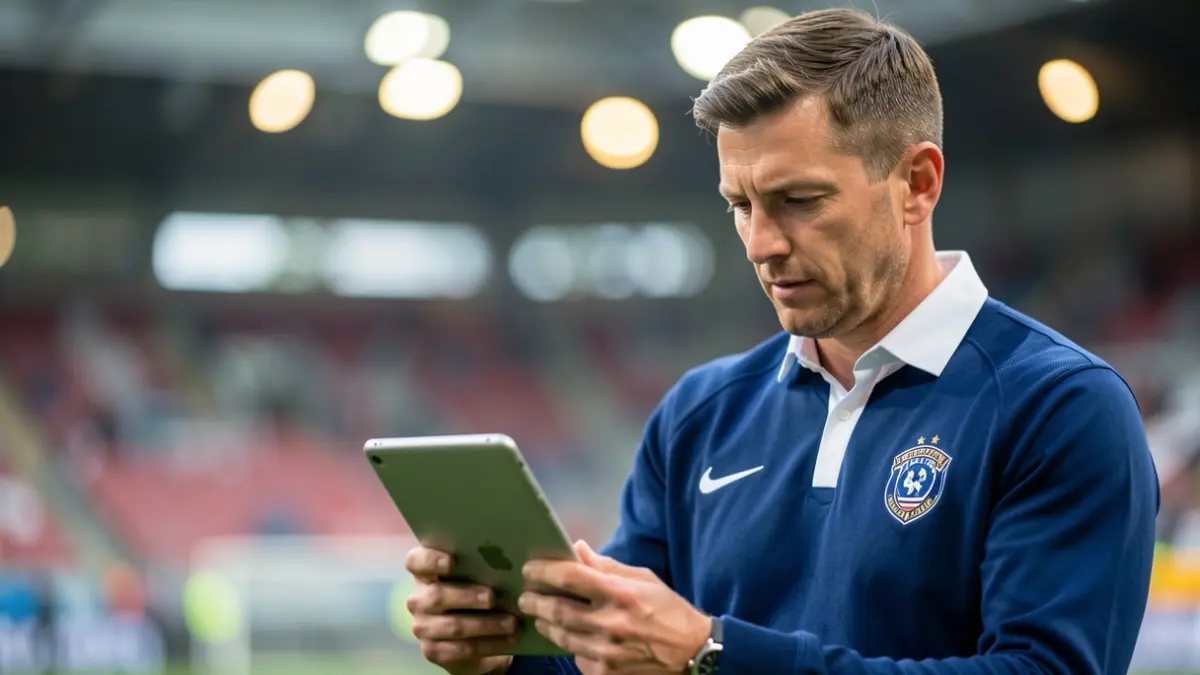 Generic image of a football coach on a video call.