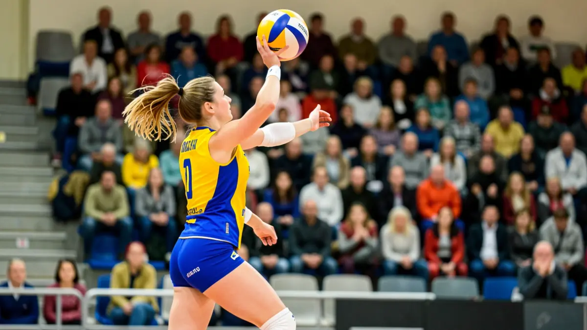 Jugadora de voleibol del CV Emalsa Gran Canaria en acción.