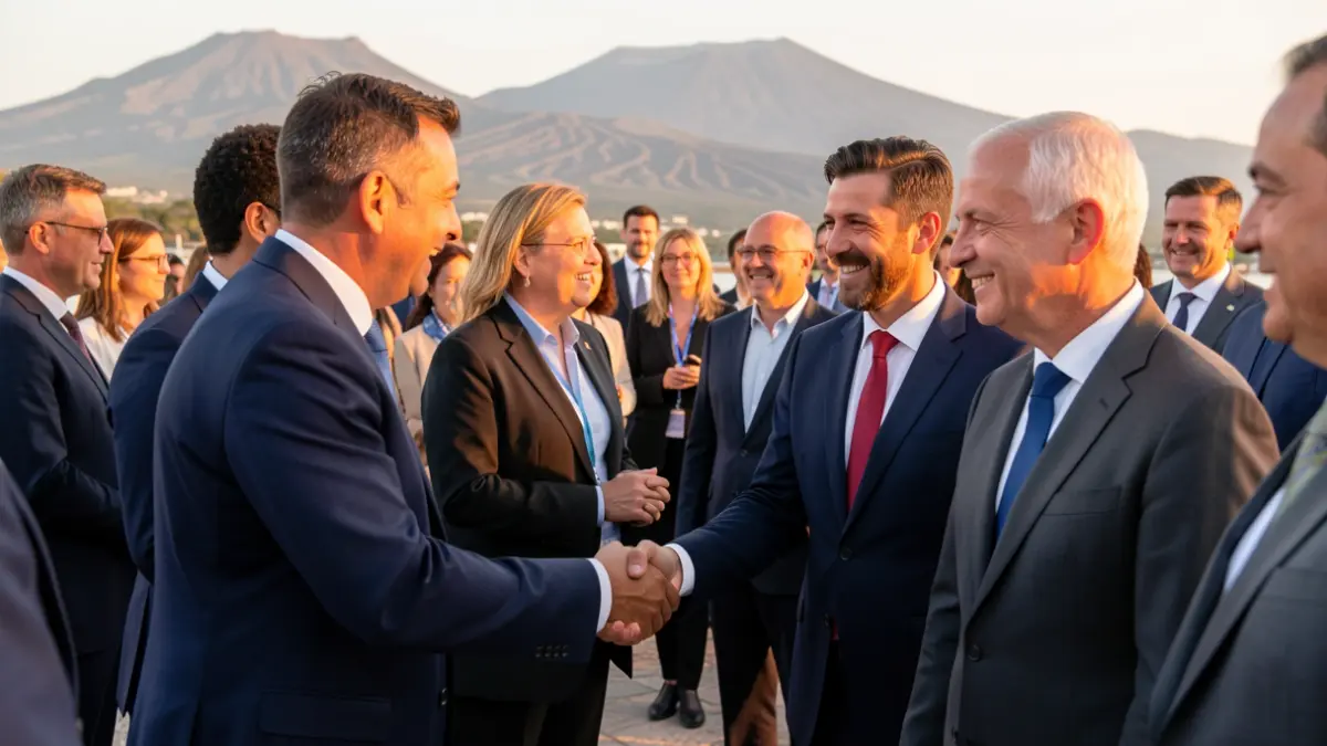 Generic image of a political event in Gran Canaria with people shaking hands.