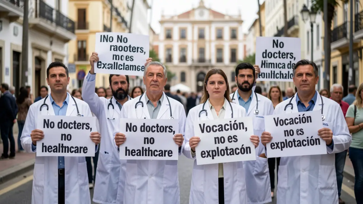 Manifestación de médicos en Las Palmas de Gran Canaria contra el Servicio Canario de Salud.