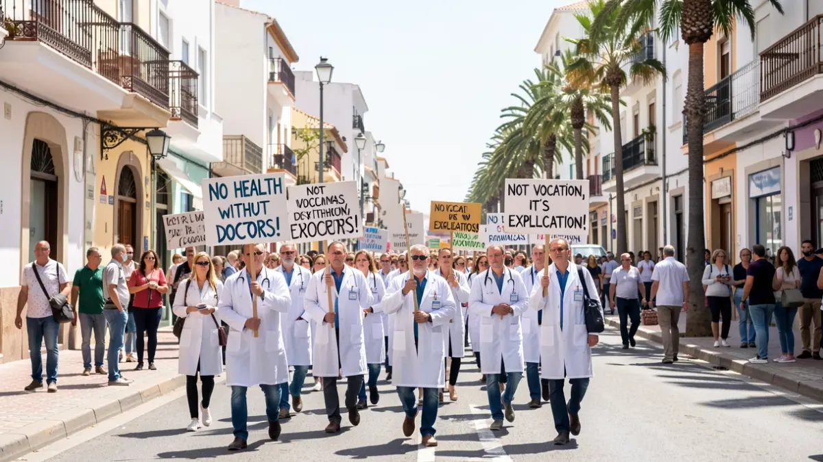 Generic image of doctors protesting on a street in Las Palmas de Gran Canaria.