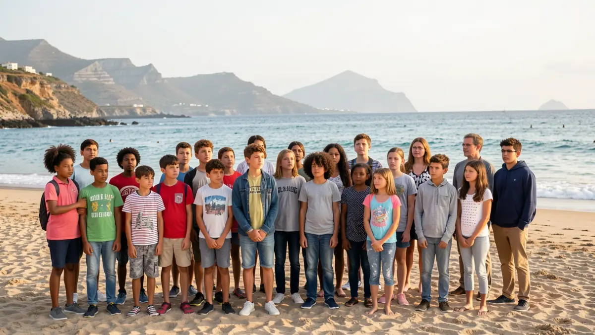 Imagen genérica de un grupo de menores migrantes en una playa de Canarias.