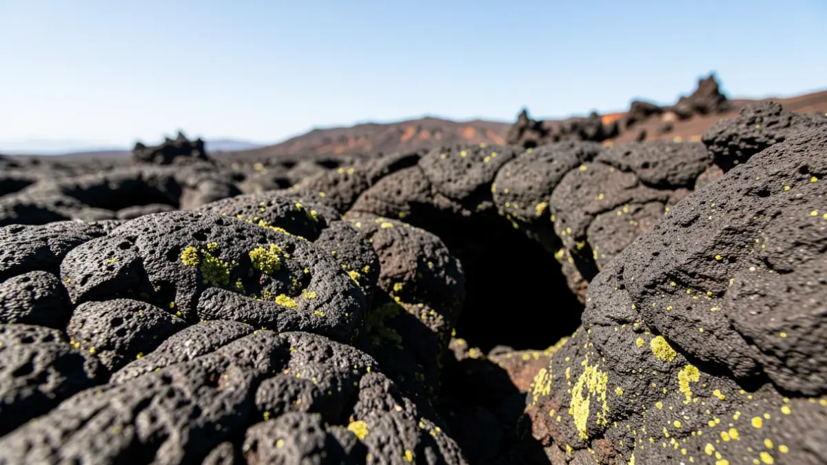 Tubos de lava recién formados en La Palma con signos de colonización microbiana.
