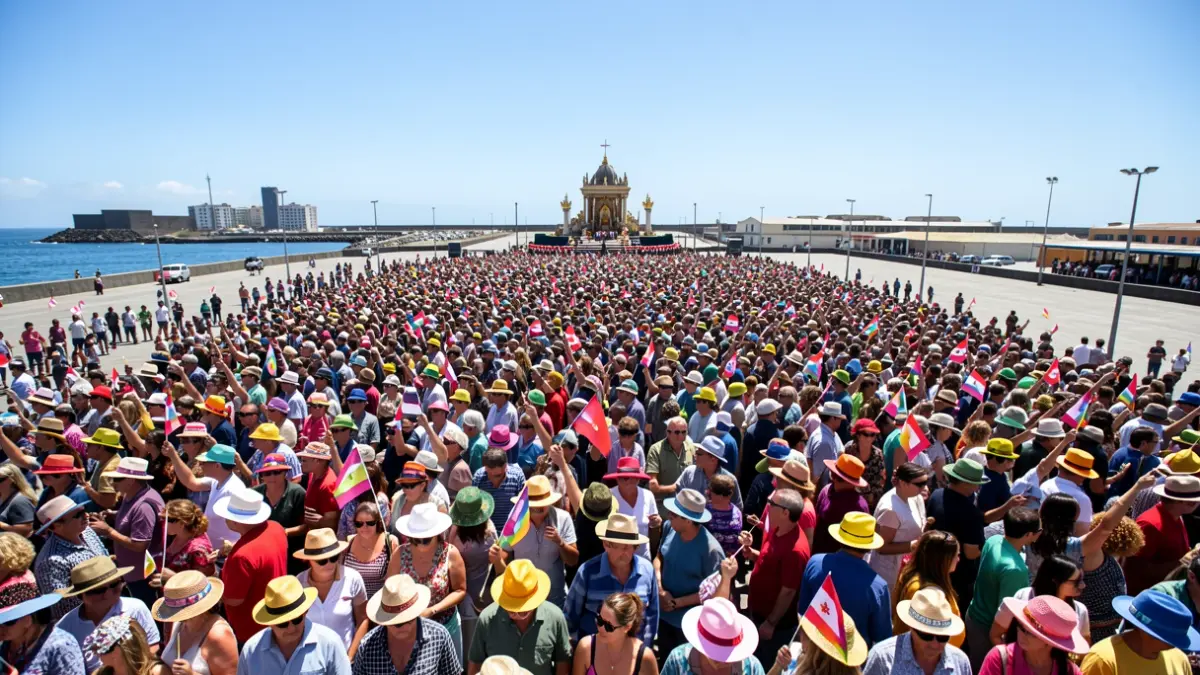 Generic image of a crowd at the port of Santa Cruz de Tenerife awaiting an event.