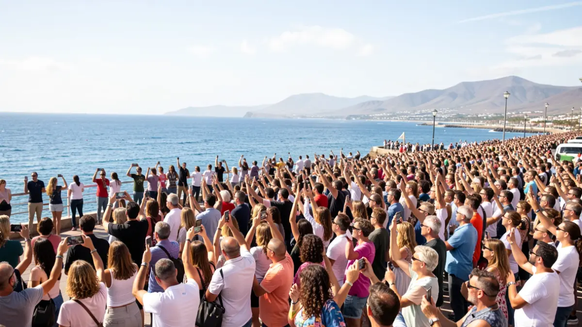 Generic image of a crowd waiting at a port.
